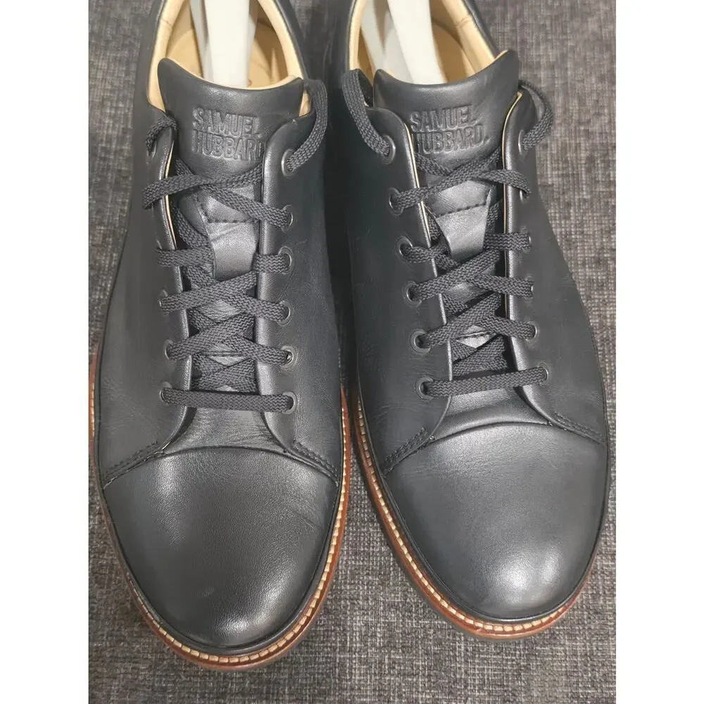 Samuel Hubbard DressFast Black Leather Dress Sneakers Men's 12 Extra Wide NWOT